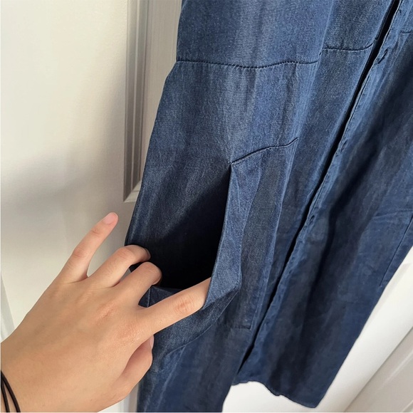 Laundry by Shelli Segal Chambray Shirt Dress Sz 8 Blue Button Front Pockets Belt - Picture 5 of 12